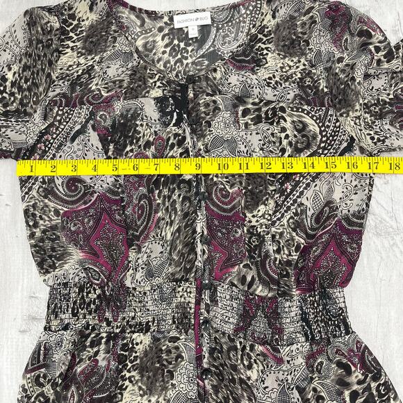 Fashion Bug Vintage 2 Piece Flowy Shirt Skirt Set Fairy Paisley Animal Print - Picture 12 of 16